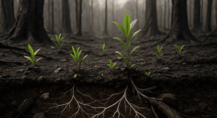 Micelio resiliente: la red que regenera el bosque tras el incendio